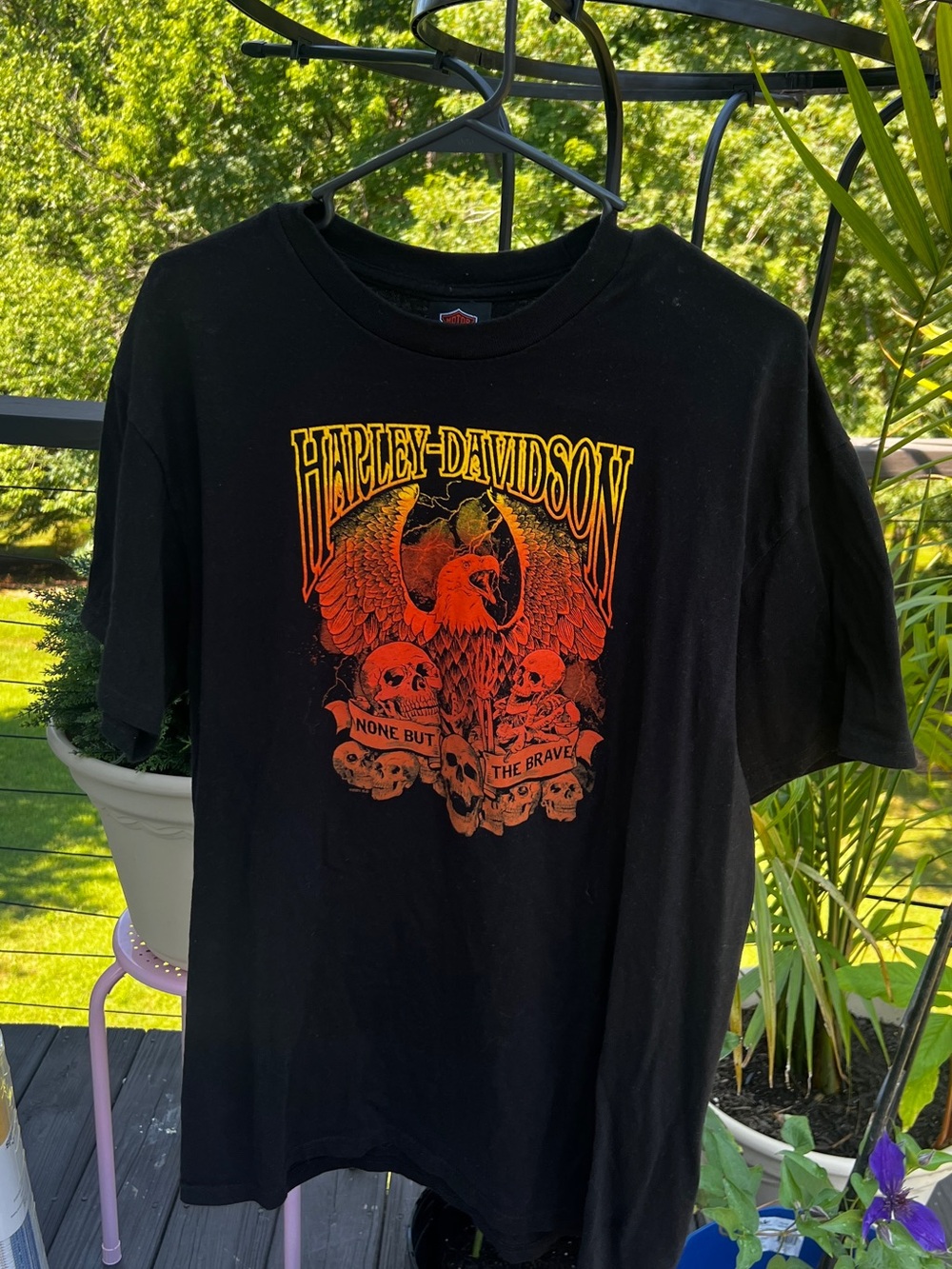 Harley-Davidson None But the Brave Eagle Skull Graphic T-Shirt Size Large Black